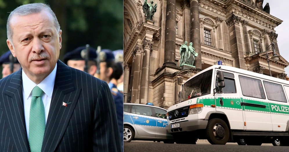 Anschlag "falscher" Polizisten auf Erdogan? Nach dem vermeintlichen Verschwinden eines Streifenwagens ging es in Berlin drunter und drüber. 