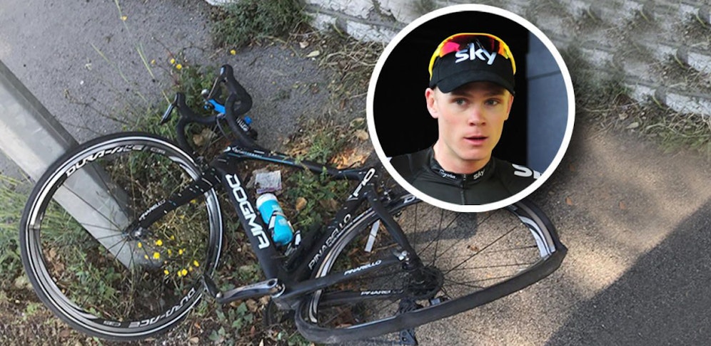 Rad-Ass Chris Froome wurde im Training von einem Autofahrer angefahren  Bike total zerstört.