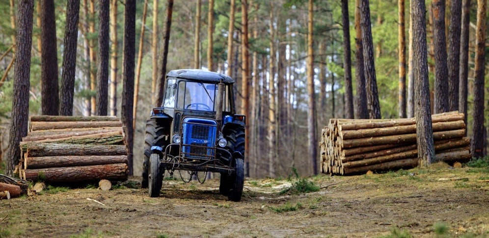 Symbolfoto eines Traktors im Wald.