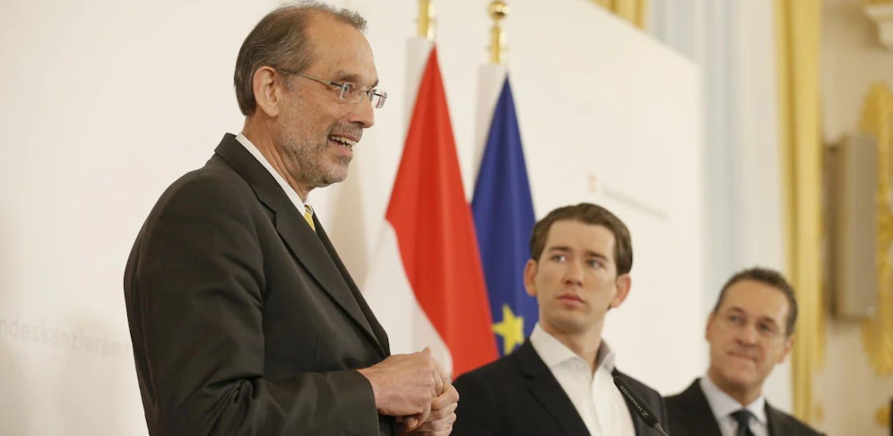 Bildungsminister Faßmann mit Kanzler Kurz und Vizekanzler Strache 