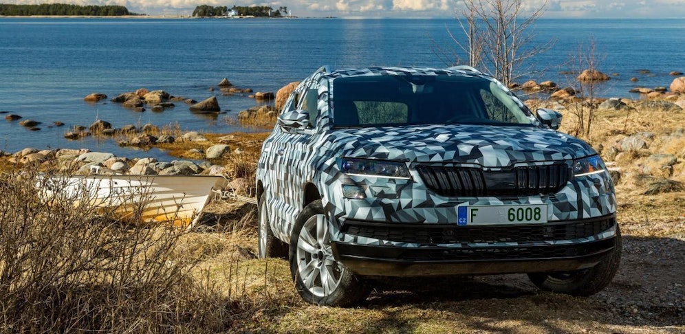 Noch ein bisschen geheim: Der Karoq im Tarn-Look.