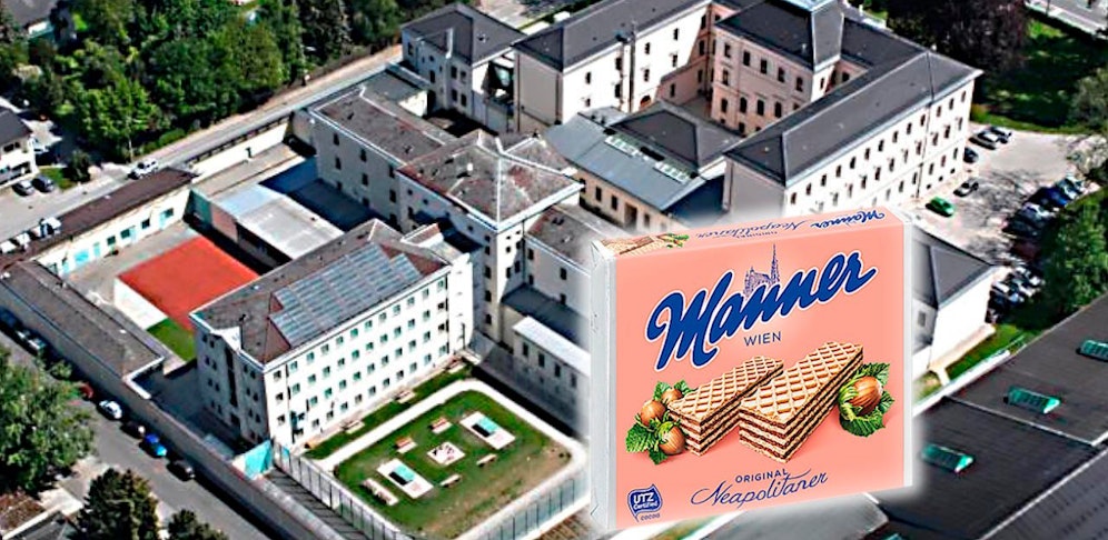 In der Justizanstalt Ried ließ die ÖVP Manner-Schnitten bekleben.