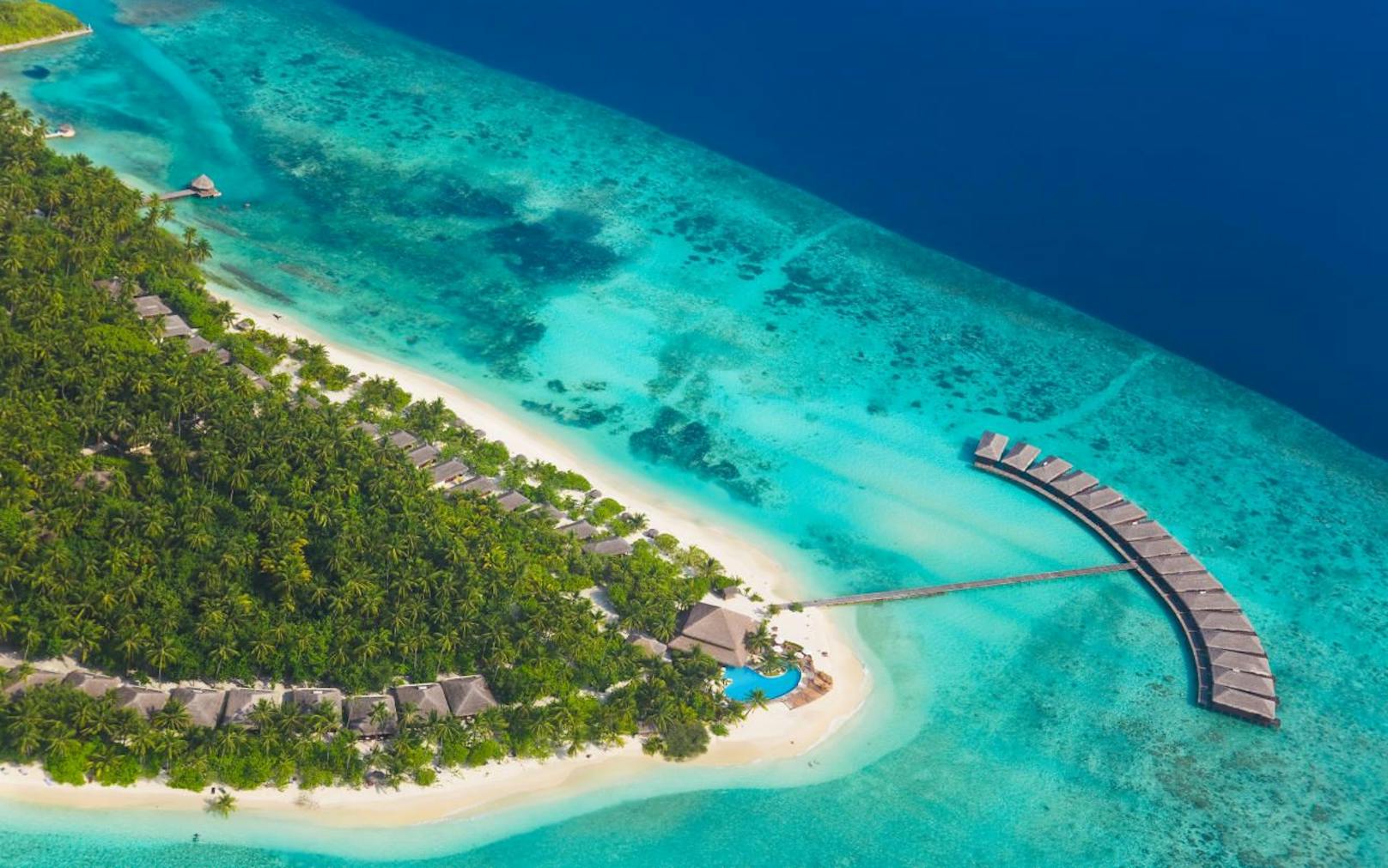 Tropical island at Maldives - aerial view