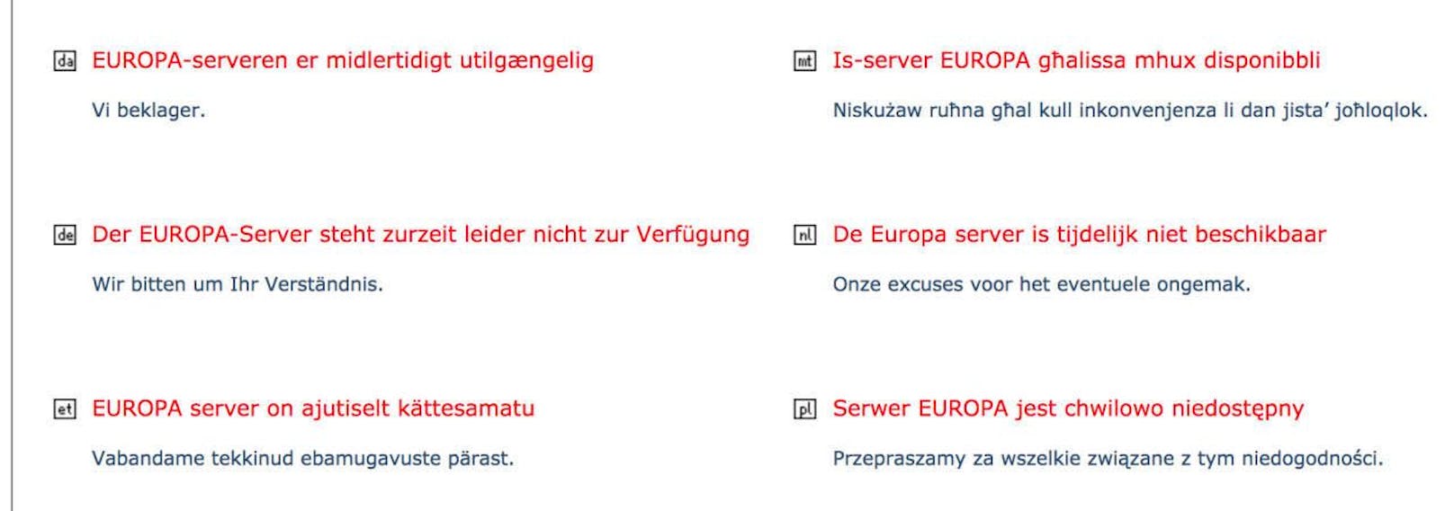 Nichts geht mehr: Der EU-Server war am Freitag lahmgelegt.