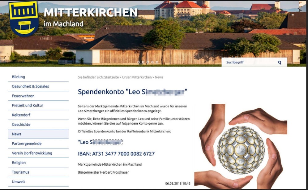 Die Gemeinde Mitterkirchen sammelt für Leo.