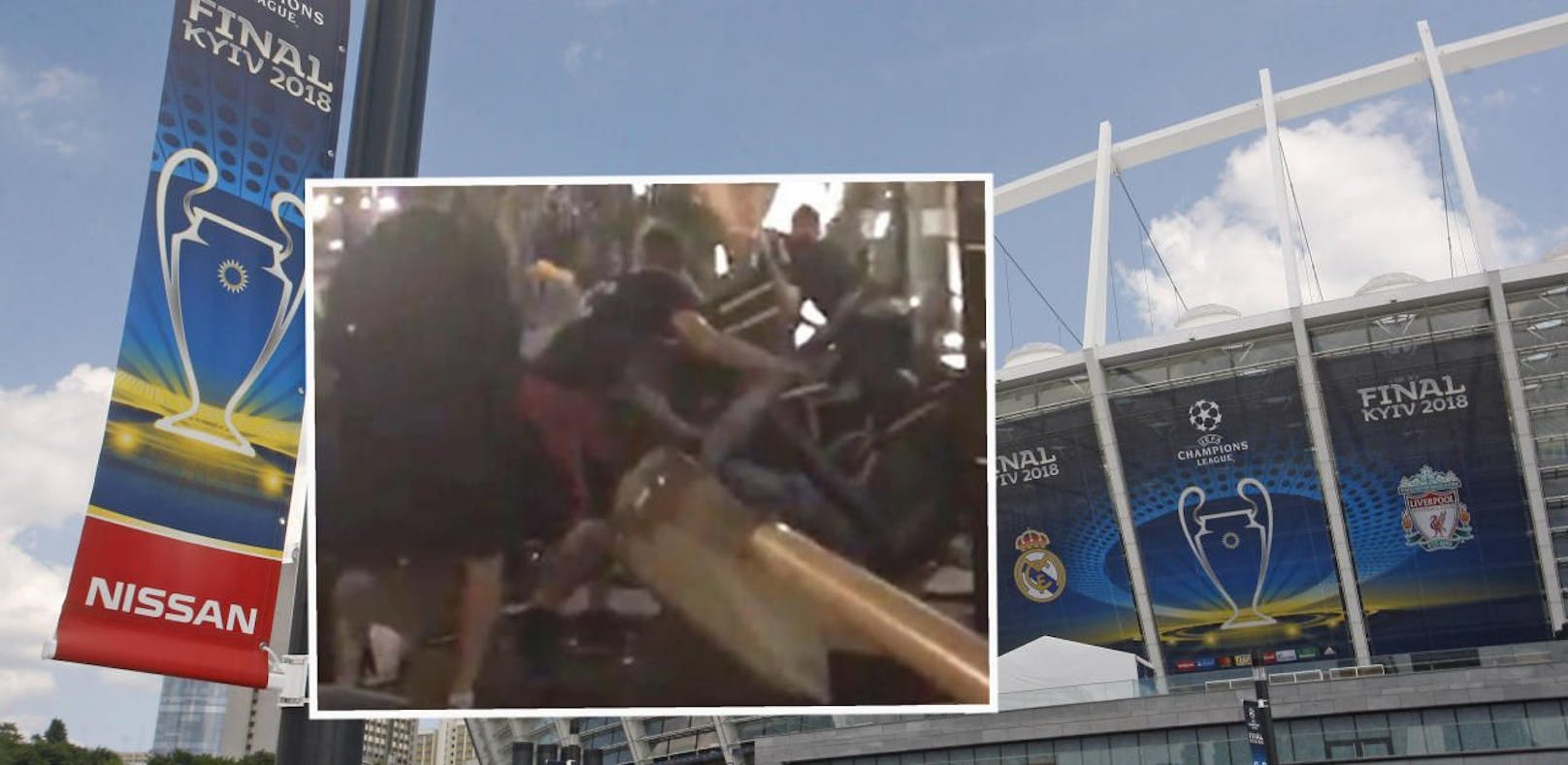 Maskierte Kiew-Hooligans überfallen Liverpool-Fans