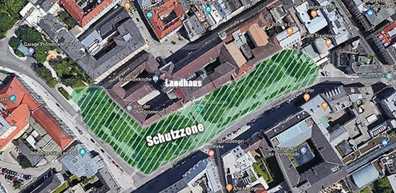 Rund um das Landhaus wird es am Mittwoch eine Schutzzone geben.
