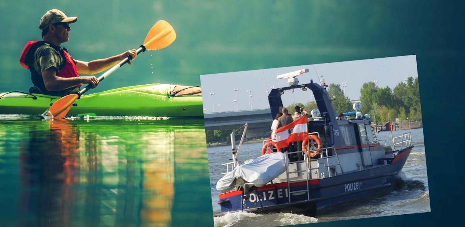 Zwei Kanu-Fahrer stürzten in die Donau, eine Motorboot-Streife der Polizei konnte sie retten.