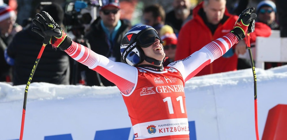 Matthias Mayer jubelt über seine Topfahrt.