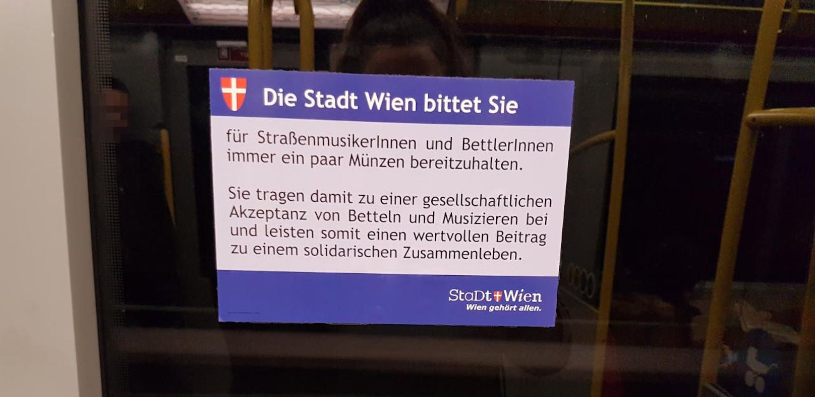 Dieser Hinweis stammt nicht von der Stadt Wien, es handelt sich um eine Fälschung.