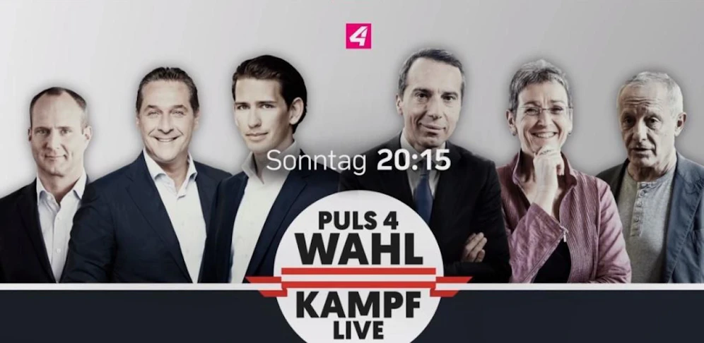 Sonntagabend zeigt Puls 4 die erste Konfrontation aller Spitzenkandidaten. 
