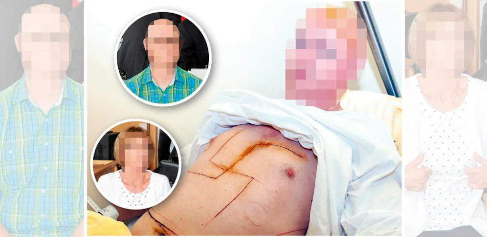 Das "Opfer" mit Wunden im Spital (Foto); der 54-Jährige musste mit Frau dann vor Gericht - jetzt wieder.