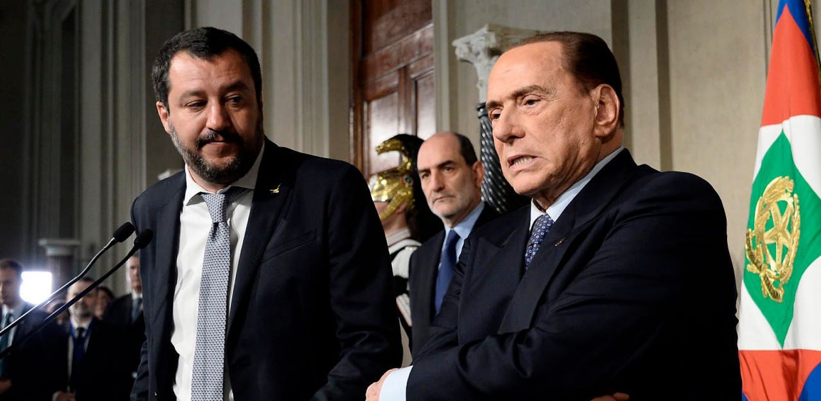 Lega-Chef Matteo Salvini (l.) und Silvio Berlusconi bei den Regierungsverhandlungen.