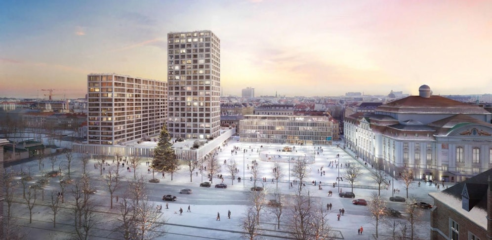 Eine Visualisierung des geplanten Turms am Heumarkt.