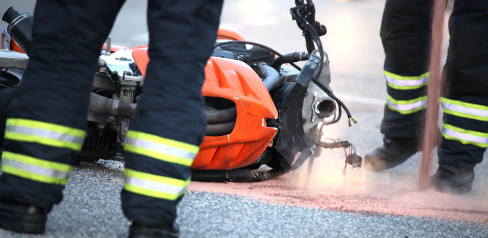 Das Bike wurde beim Unfall schwer beschädigt.