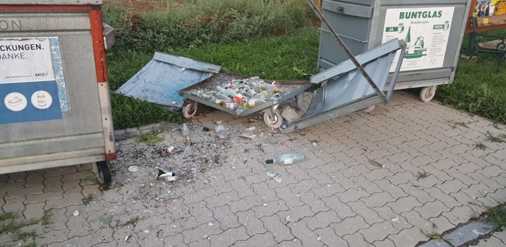 Trasdorf: Ein Müllcontainer wurde gesprengt.