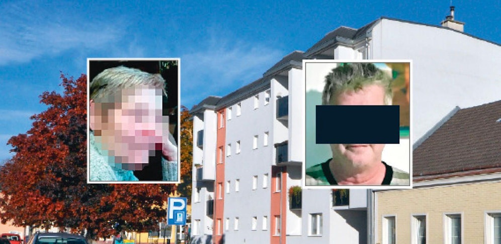 Opfer Frieda L., die Wohnhausanlage und der Beschuldigte Erwin F. 