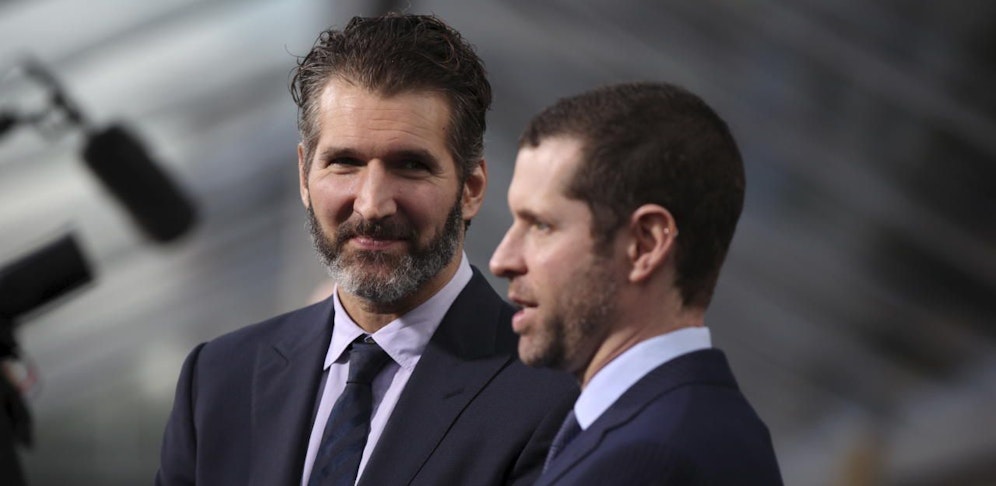 David Benioff (li.) und D.B. Weiss bei einer Staffel-Premiere von "Game of Thrones" am 23. März 2015 in in San Francisco (Bild: Robert Galbraith)
