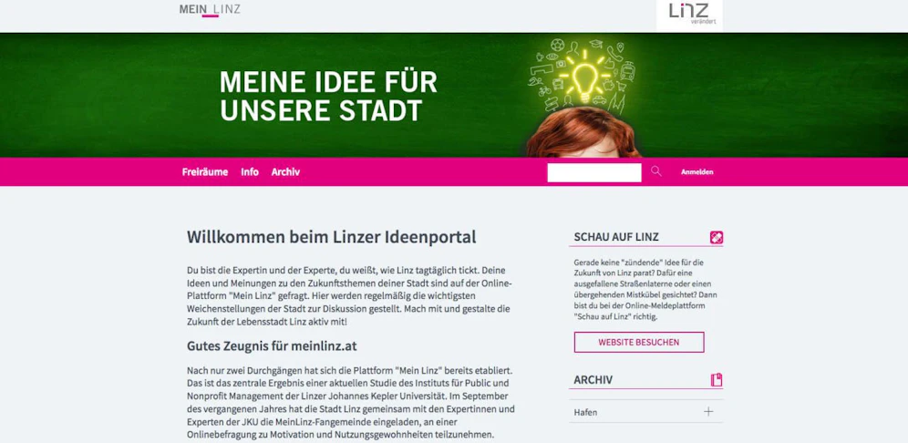Erfolgreiches Projekt: die meinlinz.at-Seite der Stadt