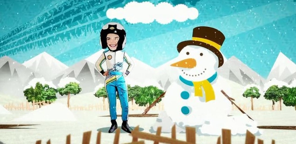 "Schnee ist toll. Man kann Schneemenschen bauen und rodeln gehen!" sagte Moderatorin Catie Munnings in dieser Szene. 