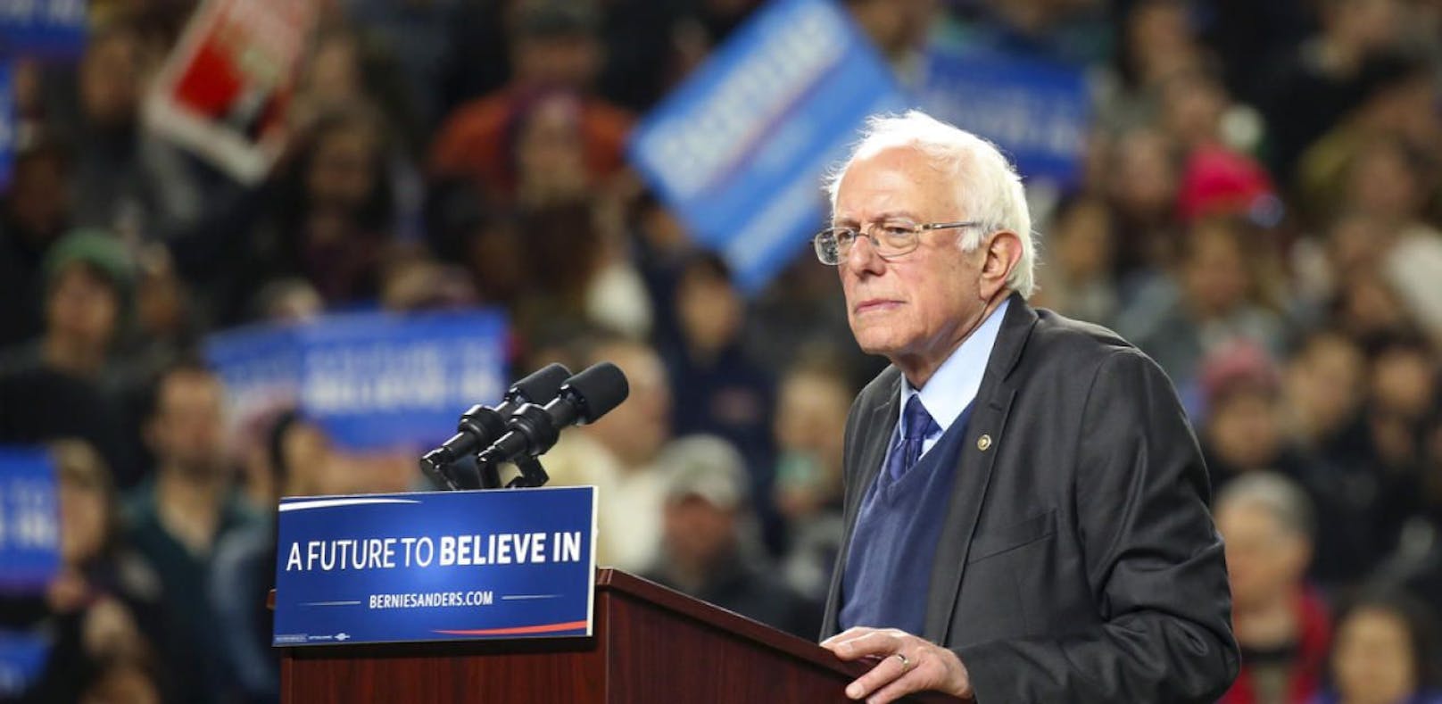 Bernie Sanders bei einem Wahlkampfauftritt in Seattle