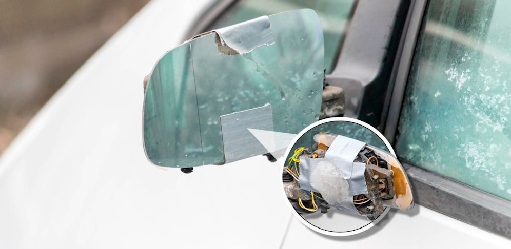 Die Kabel sind freigelegt, das Glas mit Klebeband fixiert. So halsbrecherisch kurvt leider ein Lenker aus dem Mühlviertel herum.