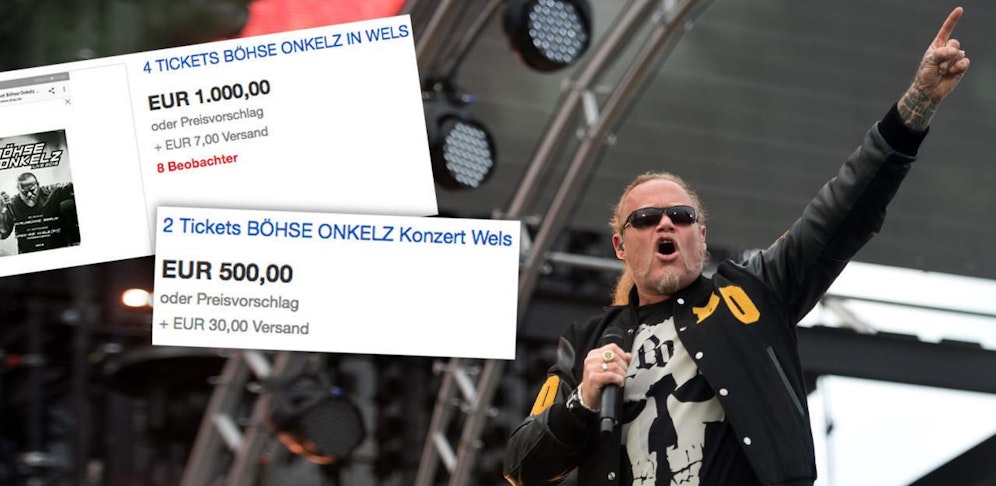 Das Konzert der Boehsen Onkelz in Wels ist ausverkauft, auf eBay werden Tickets zu Wucher-Preisen verkauft.