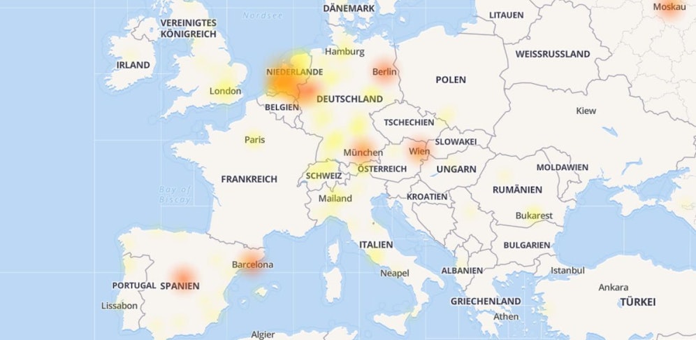 Die Störungskarte des Online-Portals "allestörungen.at" zeigt die betroffenen Gebiete.