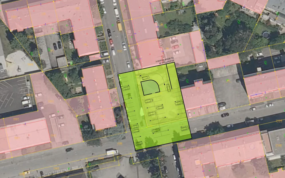 Hier und nicht unter dem Park soll die Tiefgarage gebaut werden.