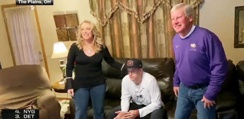 Joe Burrow und seine Familie reagieren auf den Nummer-1-Pick der Cincinnati Bengals.