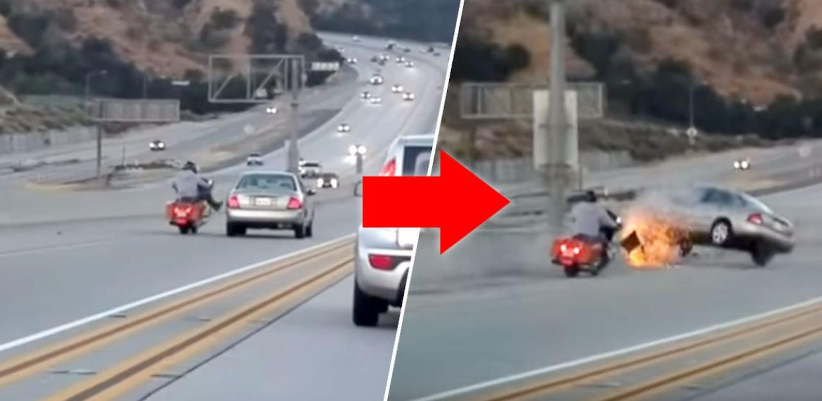 "Road Rage": Crash nach Fußtritt auf Autobahn