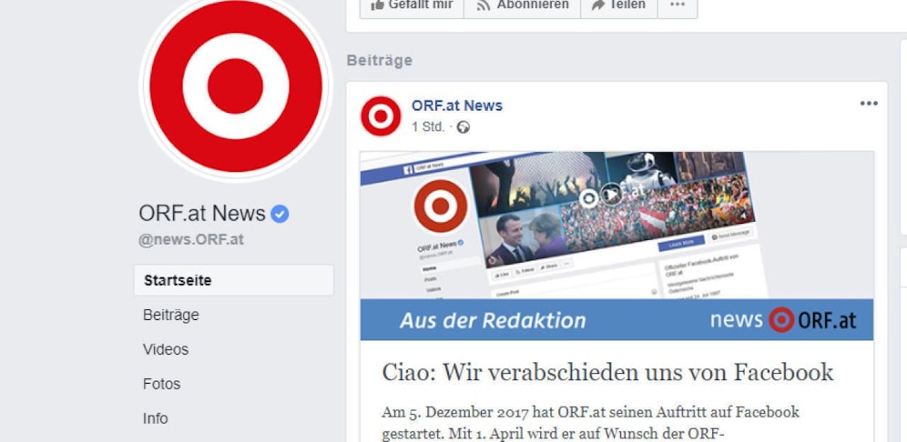 Die Facebook-Seite von "orf.at"