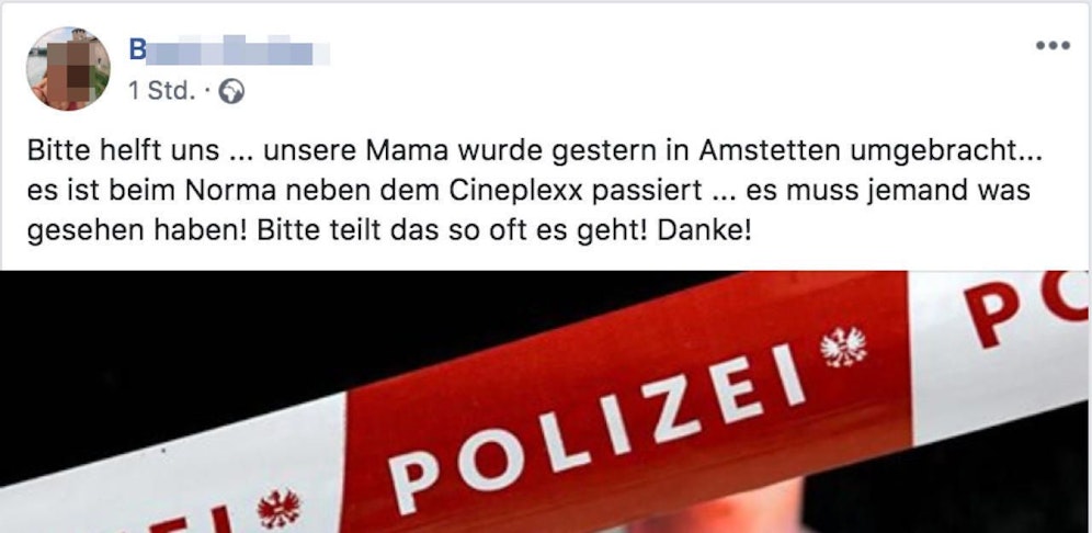 Die Tochter der 52-Jährigen bittet auf Facebook um Hilfe.