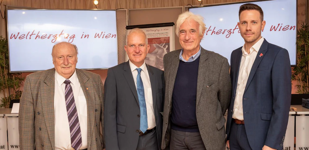 Im Bild von vLnR: Franz Radl, Vortragender Herzverband; Dr. Michael Gorlitzer, wissenschaftlicher Leiter der Veranstaltung; Dr. Thomas Stefenelli, Vortragender; Dr. Mario Krammel, Vortragender, Verein Puls; 