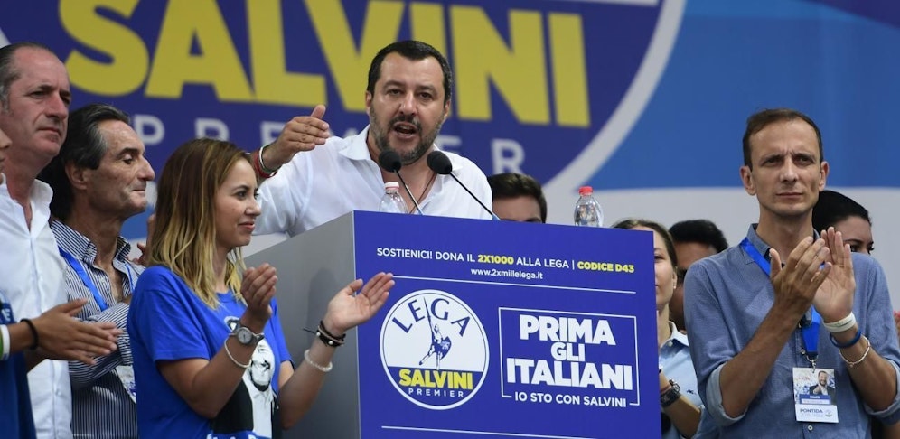 Der italienische Innenminister und Lega-Chef Matteo Salvini bei einer Veranstaltung
