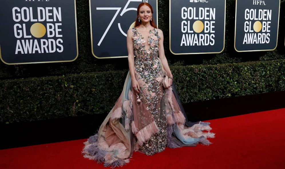 Barbara Meier in Eva Poleschinski bei den Golden Globes 2018.
