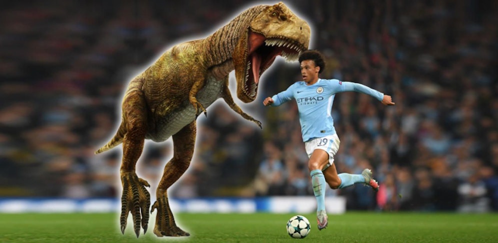 Das Bild täuscht: Leroy Sane würde selbst einem Tyrannosaurus Rex entwischen. 