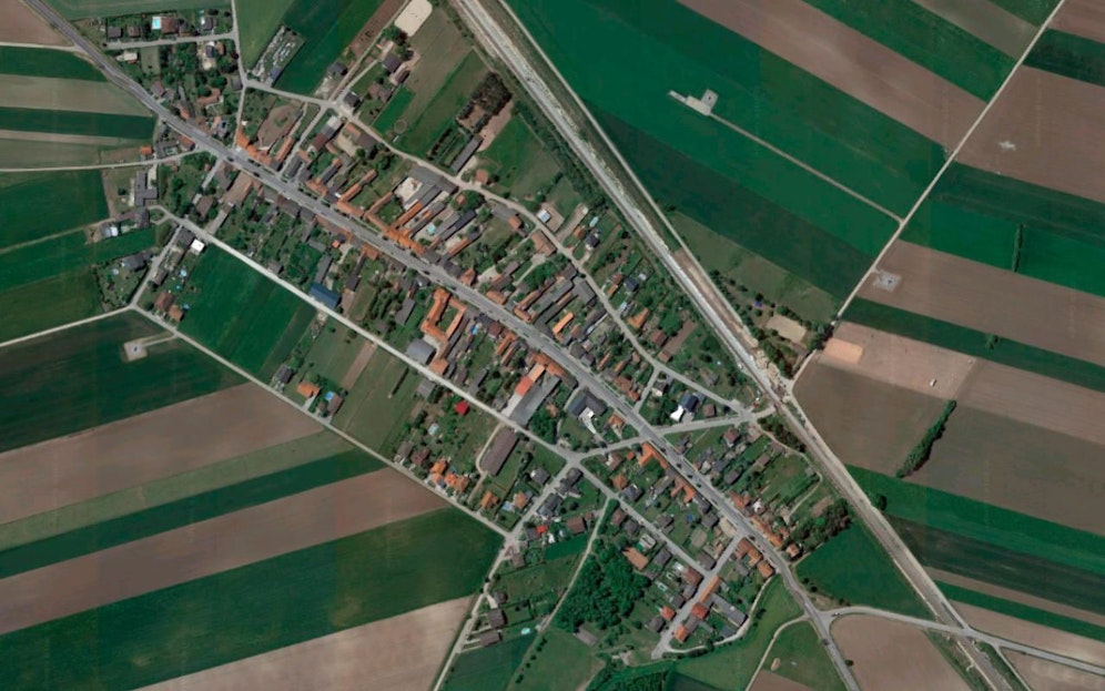 Der Ortsteil Tallesbrunn in der Satellitenansicht.