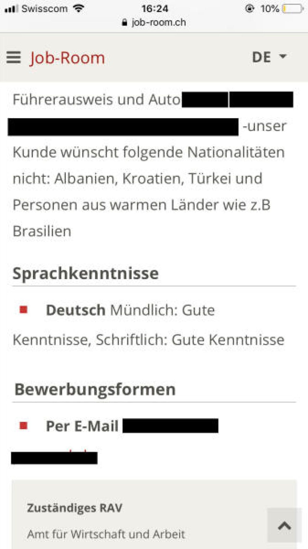 Als S. Arifi dieses Stellenangebot liest, ist sie schockiert: "Wie kann so etwas in einem Jobinserat stehen?"