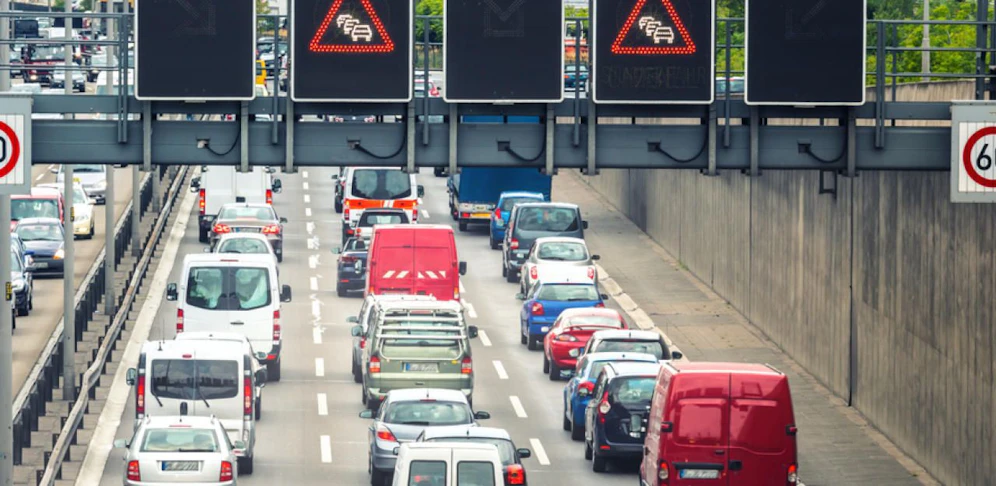 Stau auf der Autobahn.