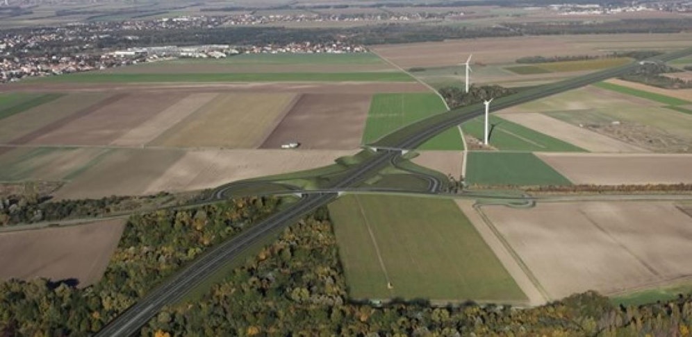 Visualisierung der Marchfeld-Schnellstraße.