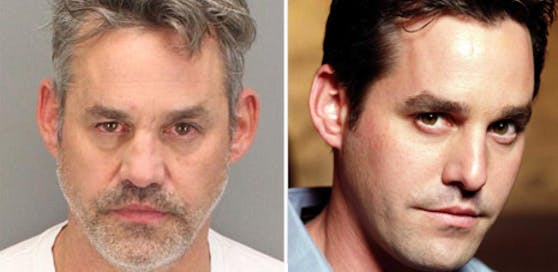 Nicholas Brendon - Polizeifoto (2017) und 2001 zu &quot;Xander Harris&quot; bzw. &quot;Buffy&quot;-Zeiten, (Bildcredit: Links: Palm Springs Police Department, rechts: Photo Press Service)