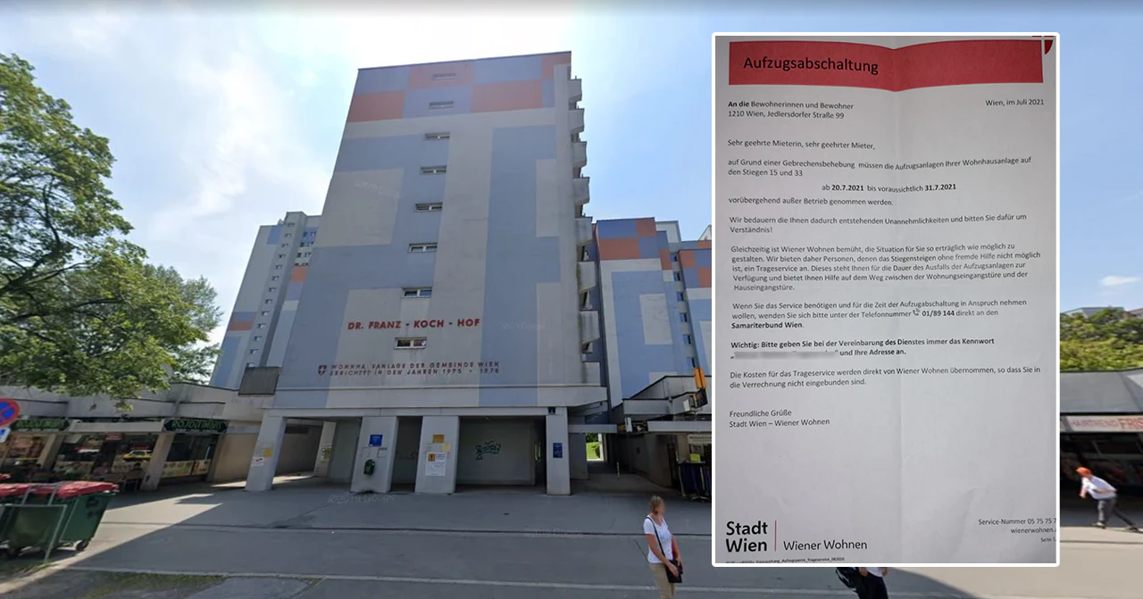 Die Mieter dieses Gemeindebaus können sich seit Dienstag tragen lassen