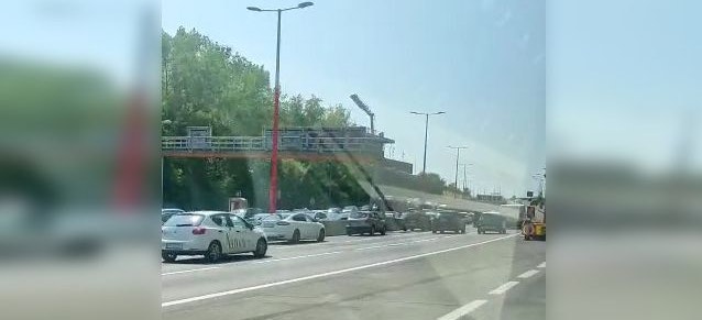 Stau auf der Tangente (A23) in Richtung Graz