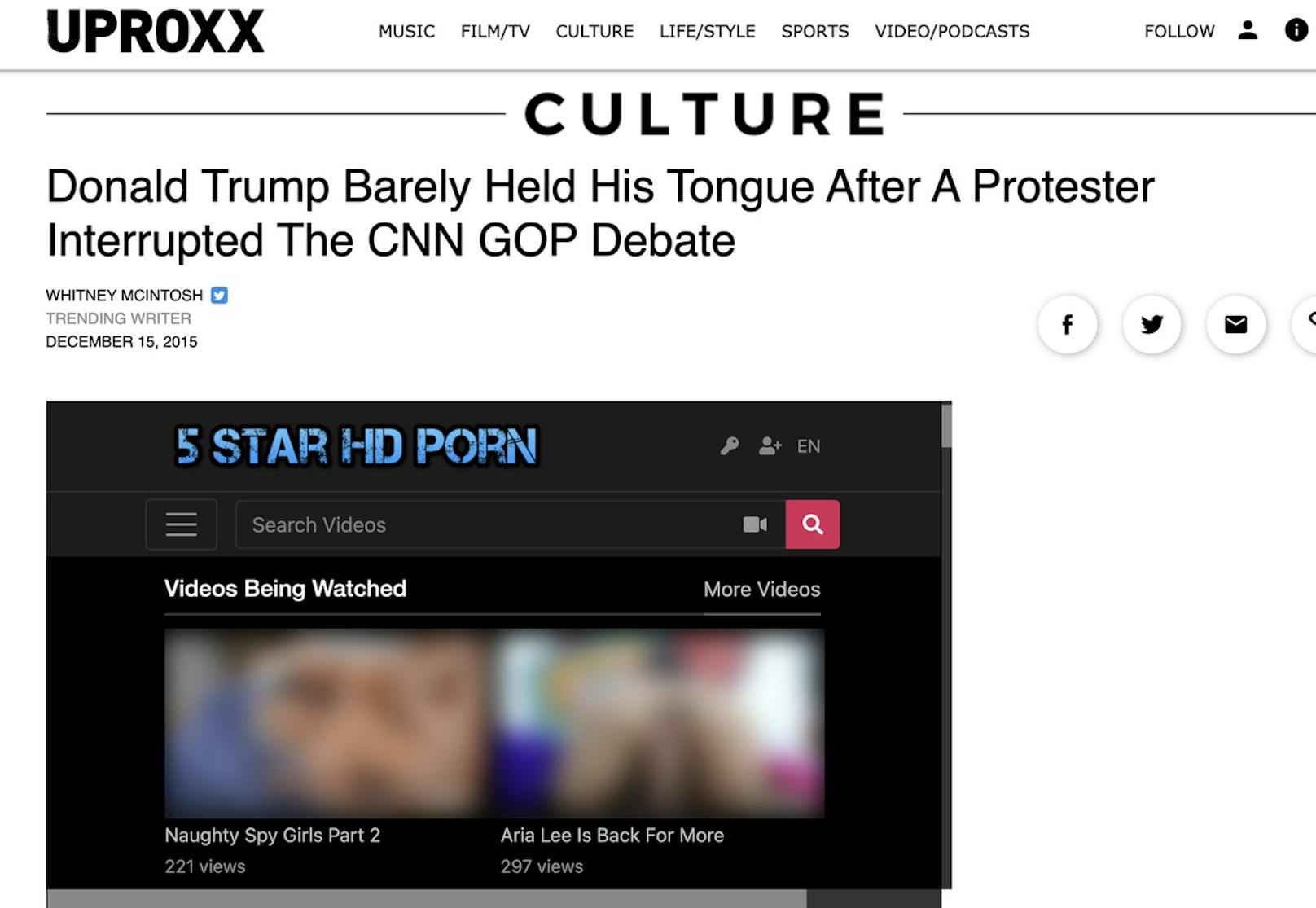 Mittlerweile sind die pornografischen Inhalte von den News-Websites wieder verschwunden.