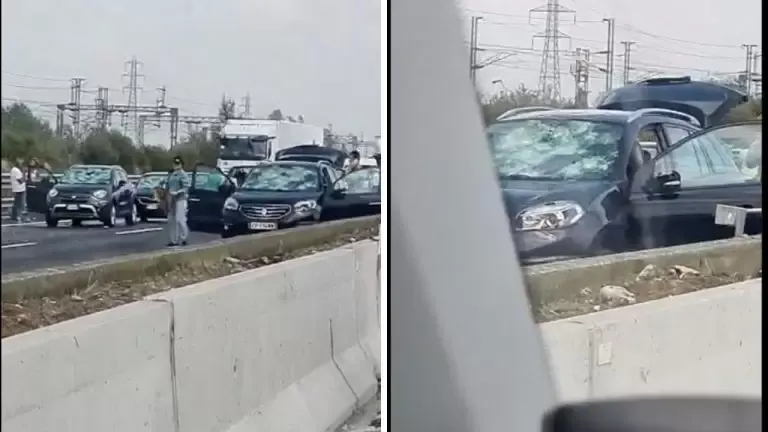 Hagel zerstört Hunderte von Autos auf der A1 in Emilia
