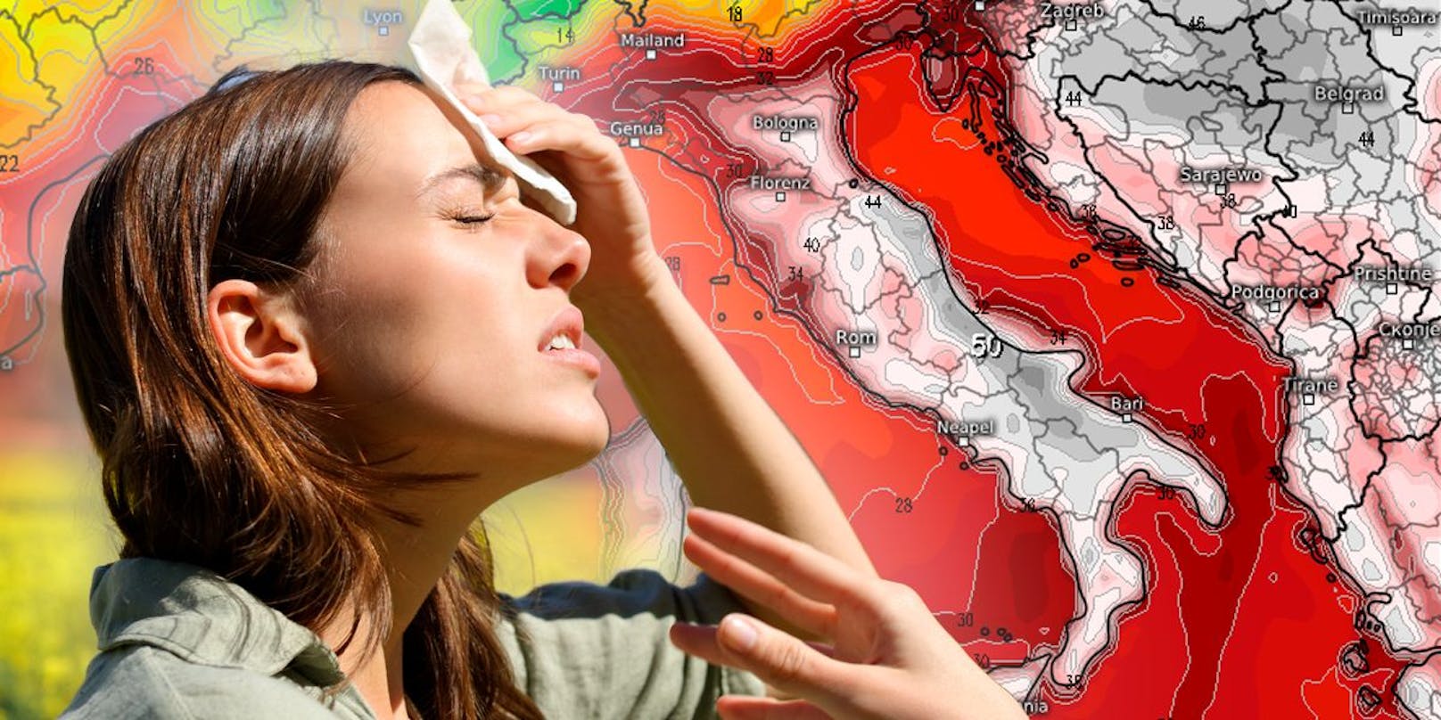 Das GFS-Wettermodell errechnet für 8. August eine neue Rekordhitze in Südeuropa.