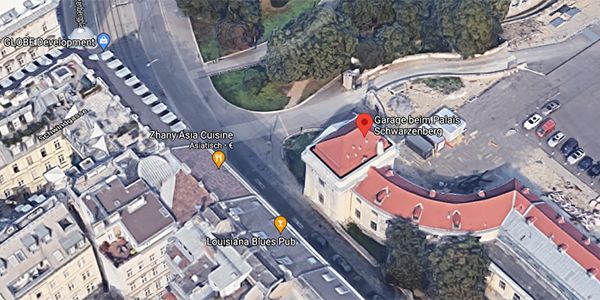 Die Garage beim Palais Schwarzenberg: Hier kam es zum Fund der Todesopfer.