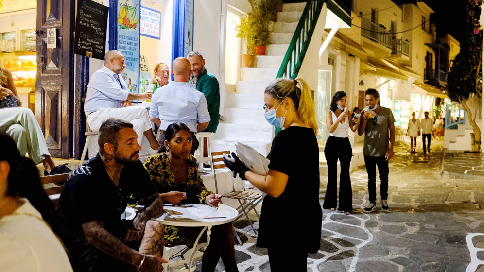 Aufnahme von der griechischen Kykladeninsel Mykonos