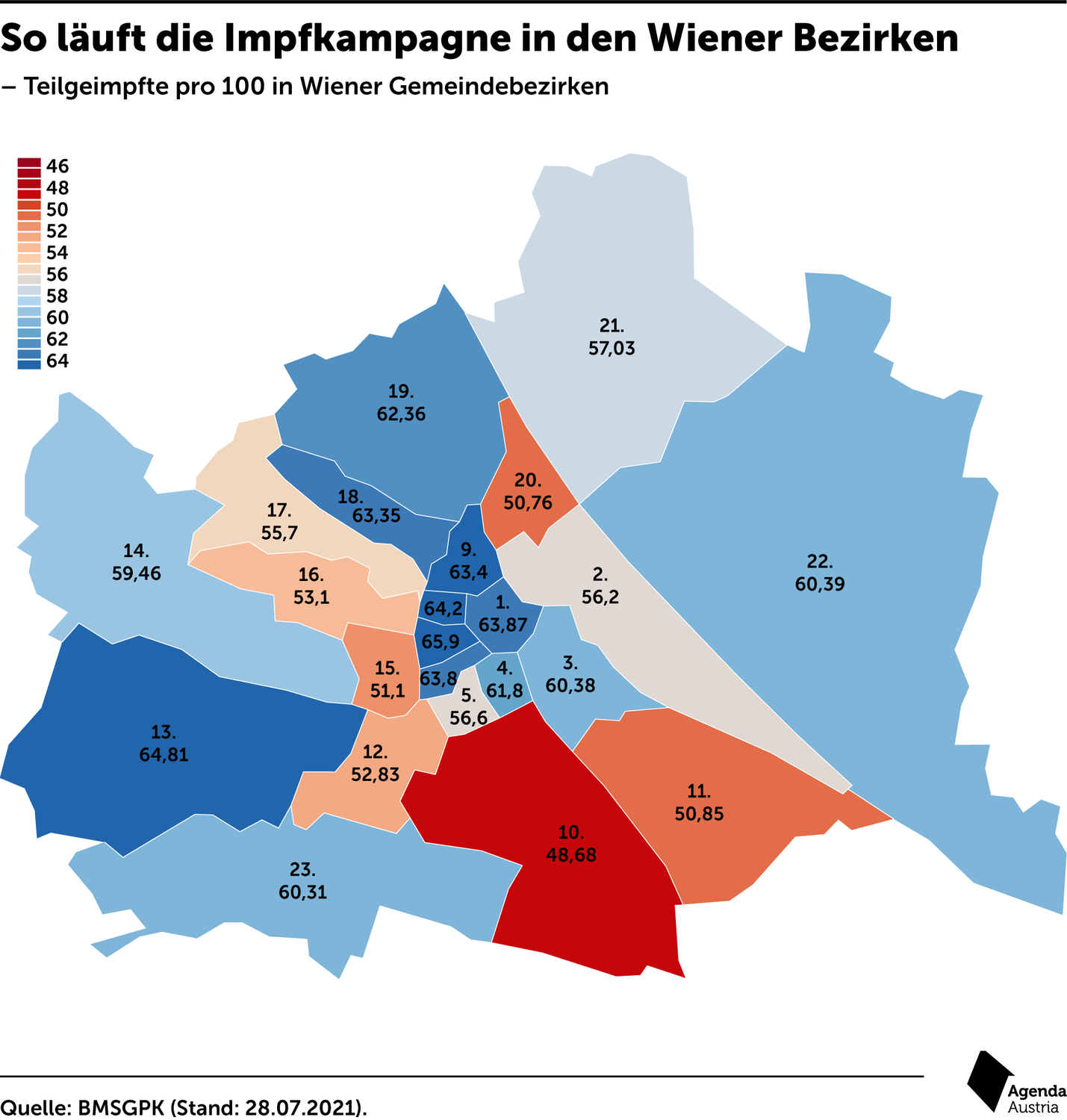 So läuft die Impfkampagne in den Wiener Bezirken.